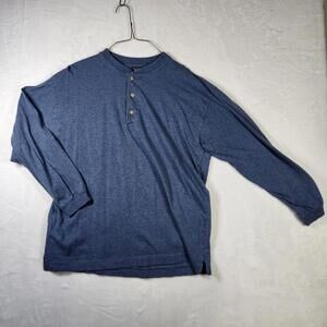 David‎ Taylor Mens L Blue Henley Shirt Long Sleeve 100% Cotton Casual Basic